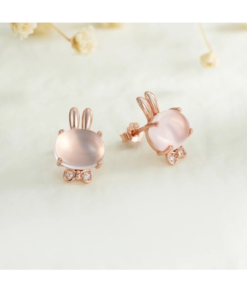 Sterling Silver Rose Gold Plated Pink Rose Quartz Stud Earrings for Women Comparez plus de prix