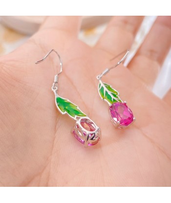 925 Sterling Silver Drop Earrings with Pink Topaz for Women 2 - 3 jours ouvrés.