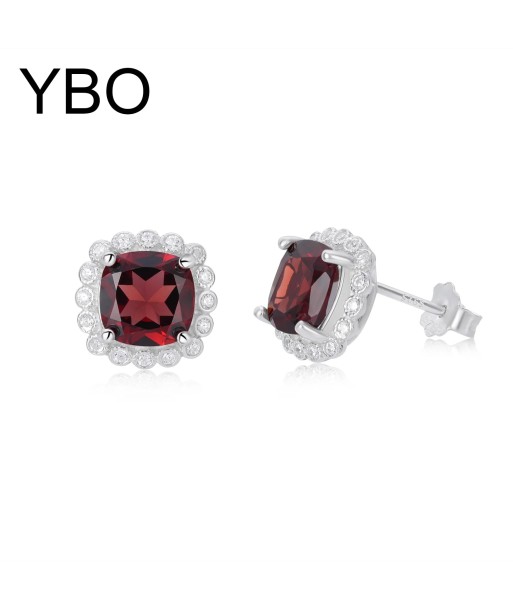 925 Sterling Silver Garnet CZ Square Drop Earrings for Women livraison et retour toujours gratuits