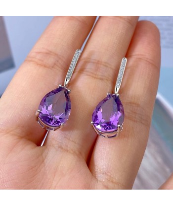 925 Sterling Silver Natural Gemstone Inlay Dangle Earrings for Women Economisez 