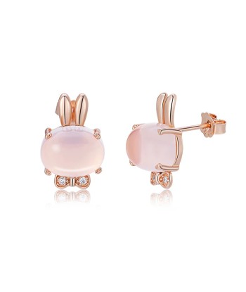 Sterling Silver Rose Gold Plated Pink Rose Quartz Stud Earrings for Women Comparez plus de prix