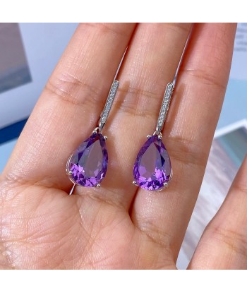 925 Sterling Silver Natural Gemstone Inlay Dangle Earrings for Women Economisez 