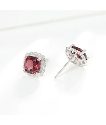 925 Sterling Silver Garnet CZ Square Drop Earrings for Women livraison et retour toujours gratuits