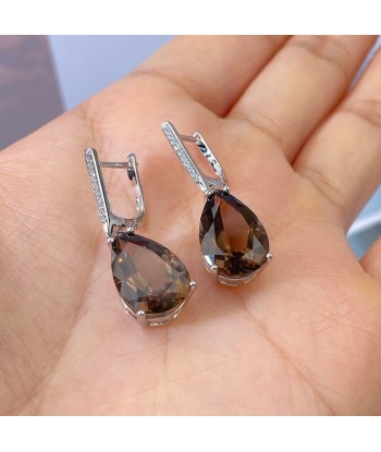 925 Sterling Silver Natural Gemstone Inlay Dangle Earrings for Women Economisez 