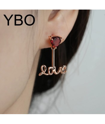 925 Sterling Silver Red Garnet Love Letter Drop Earrings for Women s'inspire de l'anatomie humaine