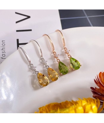 Sterling Silver Citrine & Peridot Drop Earrings for Women Economisez 