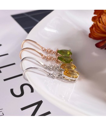 Sterling Silver Citrine & Peridot Drop Earrings for Women Economisez 