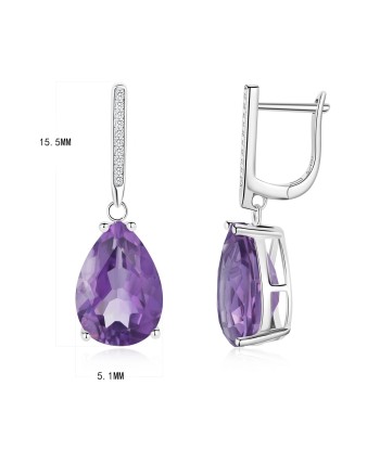 925 Sterling Silver Natural Gemstone Inlay Dangle Earrings for Women Economisez 