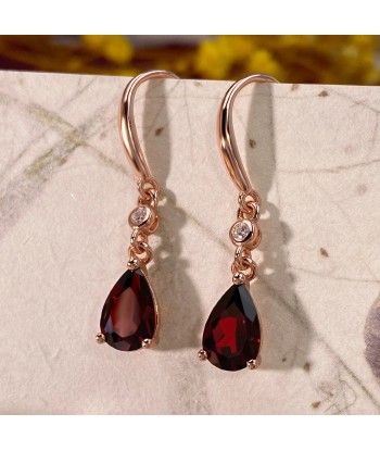 925 Sterling Silver Garnet Zircon Drop Earrings for Women pour bénéficier 