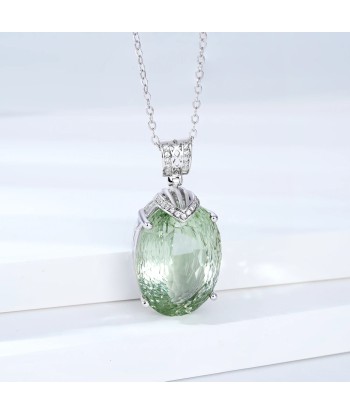 925 Sterling Silver Green Crystal Water Drop Pendant Necklace for Women (22.1ct) votre restaurant rapide dans 