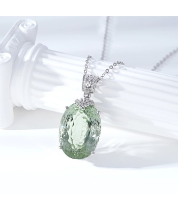 925 Sterling Silver Green Crystal Water Drop Pendant Necklace for Women (22.1ct) votre restaurant rapide dans 