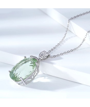 925 Sterling Silver Green Crystal Water Drop Pendant Necklace for Women (22.1ct) votre restaurant rapide dans 