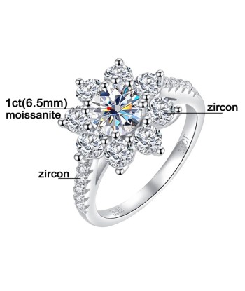 925 Silver 18K Plated Moissanite Sunflower Ring for Woman 50-70% off 