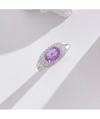 925 Sterling Silver Natural Amethyst, Topaz, Garnet, Citrine & Peridot Cubic Zircon Ring for Women Venez acheter