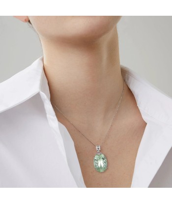 925 Sterling Silver Green Crystal Water Drop Pendant Necklace for Women (22.1ct) votre restaurant rapide dans 