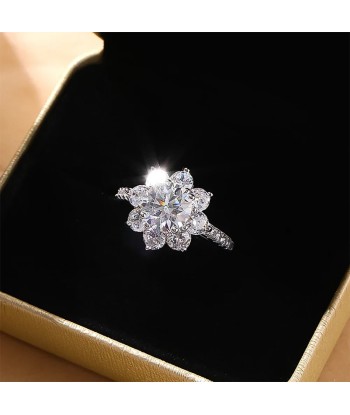 925 Silver 18K Plated Moissanite Sunflower Ring for Woman 50-70% off 