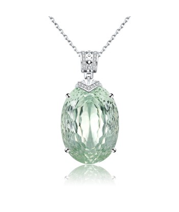 925 Sterling Silver Green Crystal Water Drop Pendant Necklace for Women (22.1ct) votre restaurant rapide dans 