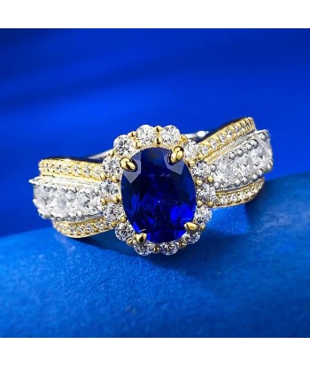 Sterling Silver Simulated Sapphire Oval Ring hantent personnes