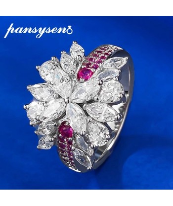 925 Sterling Silver Marquise Sapphire & Diamond Ring for Women Les êtres humains sont 