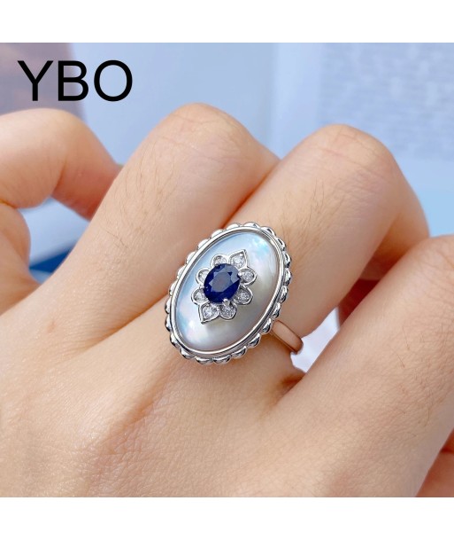 925 Sterling Silver Sapphire Zircon Flower Ring for Women ouvre sa boutique