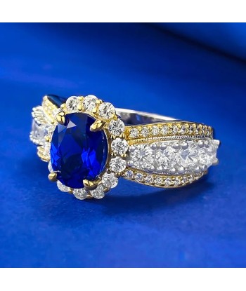 Sterling Silver Simulated Sapphire Oval Ring hantent personnes