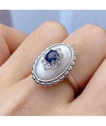 925 Sterling Silver Sapphire Zircon Flower Ring for Women ouvre sa boutique