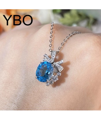 Sterling Silver Swiss Blue Topaz Pendant Necklace for Women Vous souhaitez 