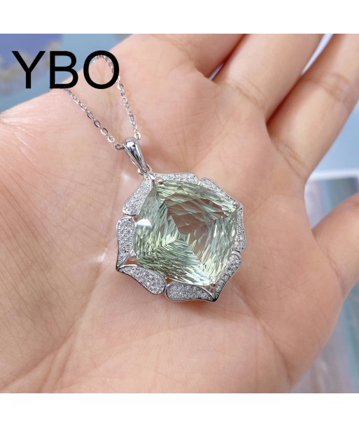 925 Sterling Silver Green Amethyst Pendant Necklace for Women 50-70% off 