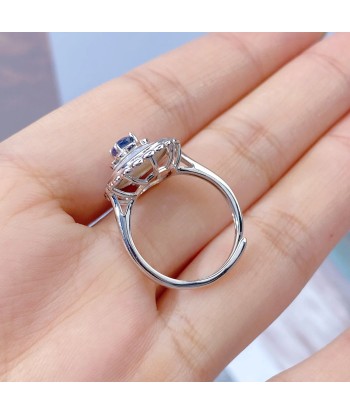 925 Sterling Silver Sapphire Zircon Flower Ring for Women ouvre sa boutique