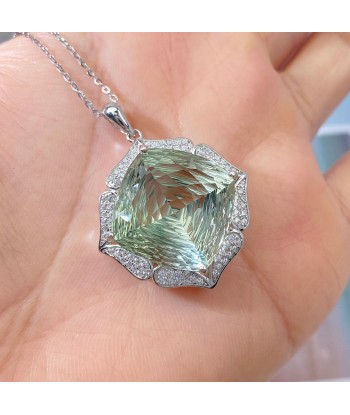 925 Sterling Silver Green Amethyst Pendant Necklace for Women 50-70% off 