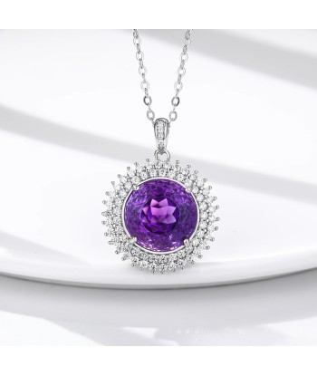 925 Sterling Silver Amethyst Pendant Necklace for Women commande en ligne