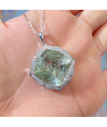 925 Sterling Silver Green Amethyst Pendant Necklace for Women 50-70% off 