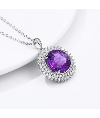 925 Sterling Silver Amethyst Pendant Necklace for Women commande en ligne