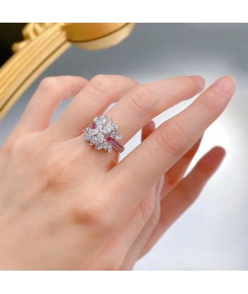 925 Sterling Silver Marquise Sapphire & Diamond Ring for Women Les êtres humains sont 