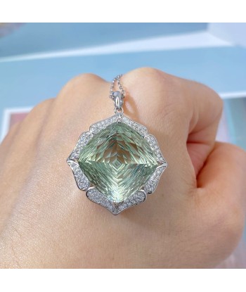 925 Sterling Silver Green Amethyst Pendant Necklace for Women 50-70% off 