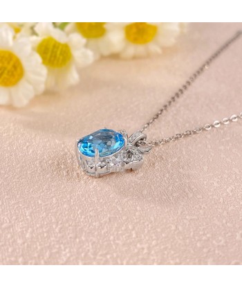 Sterling Silver Swiss Blue Topaz Pendant Necklace for Women Vous souhaitez 