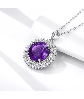 925 Sterling Silver Amethyst Pendant Necklace for Women commande en ligne