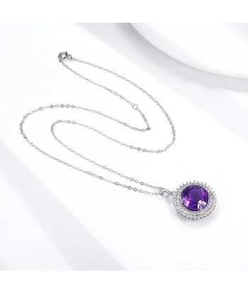 925 Sterling Silver Amethyst Pendant Necklace for Women commande en ligne