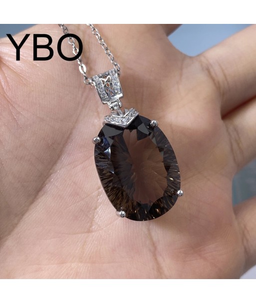 925 Sterling Silver Smoky Quartz Necklace for Women offre 