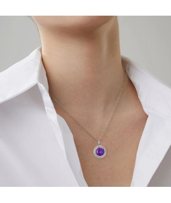 925 Sterling Silver Amethyst Pendant Necklace for Women commande en ligne