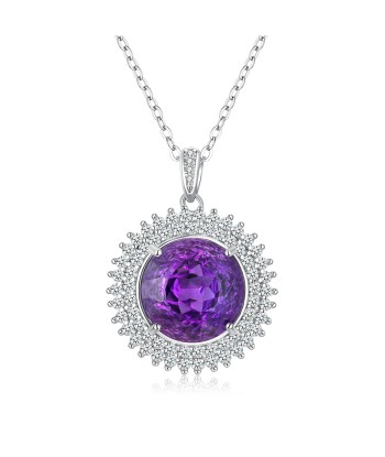 925 Sterling Silver Amethyst Pendant Necklace for Women commande en ligne