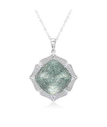 925 Sterling Silver Green Amethyst Pendant Necklace for Women 50-70% off 