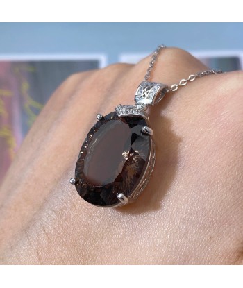 925 Sterling Silver Smoky Quartz Necklace for Women offre 