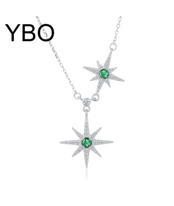 Sterling Silver Emerald Star Pendant Necklace for Women Livraison rapide