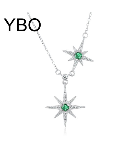 Sterling Silver Emerald Star Pendant Necklace for Women Livraison rapide