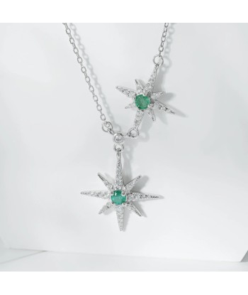 Sterling Silver Emerald Star Pendant Necklace for Women Livraison rapide