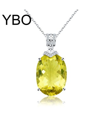 Sterling Silver Oval Lemon Quartz Pendant Necklace for Women En savoir plus