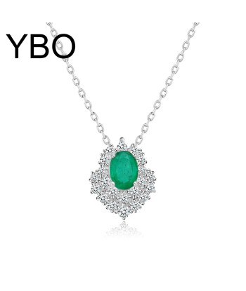 Sterling Silver Emerald Pendant Necklace for Women brillant des détails fins