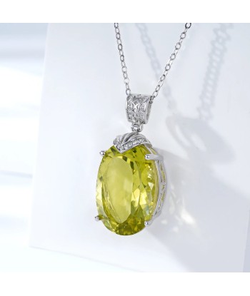 Sterling Silver Oval Lemon Quartz Pendant Necklace for Women En savoir plus