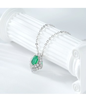 Sterling Silver Emerald Pendant Necklace for Women brillant des détails fins